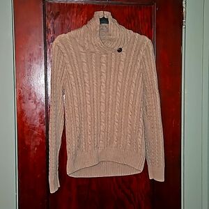 JEANNE PIERRE, M, COLLARD NECK LONG SLEEVE KNIT SWEATER